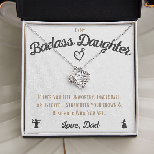 To My Badass Daughter - Mother's Day Gift - Dad to Daughter Gift - To My Daughter Gift -Loveknot Necklace