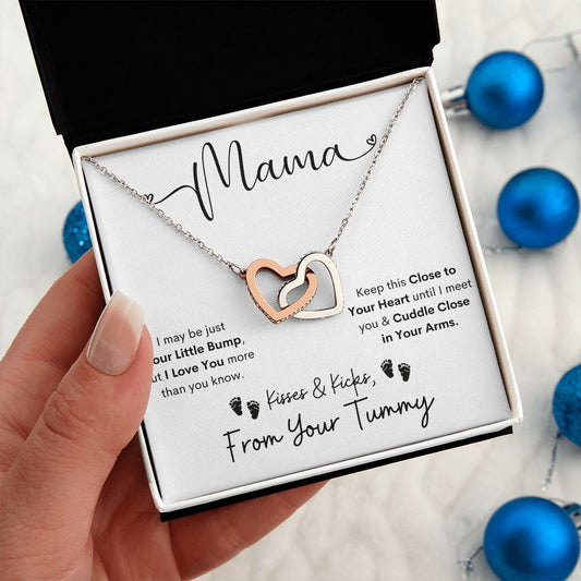 Mama Bear - New Mom - Mother's Day Gift - Baby Shower Gift - Gift from Dad to Mom - Interlocking Heart Necklace
