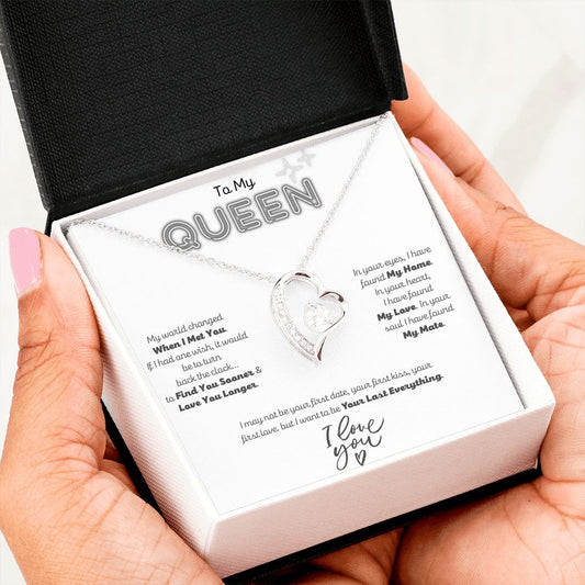 To My Queen - Mother's Day Gift - Birthday Gift - Anniversary Gift - To My Wife - Forever Heart Necklace