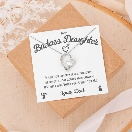 Badass Daughter - Dad to Daughter - Mother's Day Gift - Graduation Gift - Birthday Gift - Forever Love Necklace